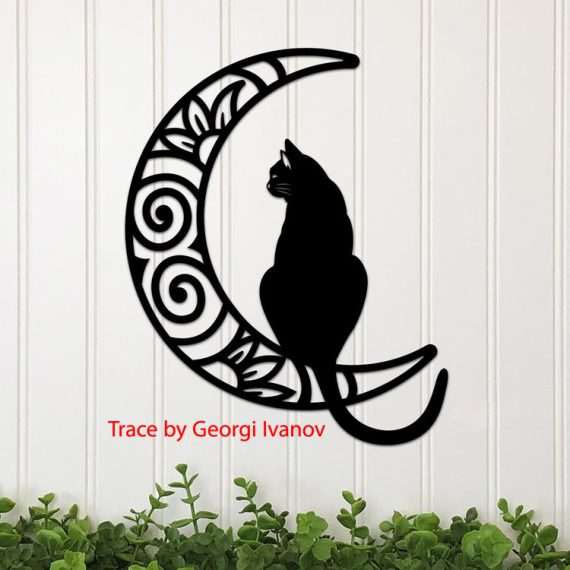 Layout of Cat on Moon Wall Decor