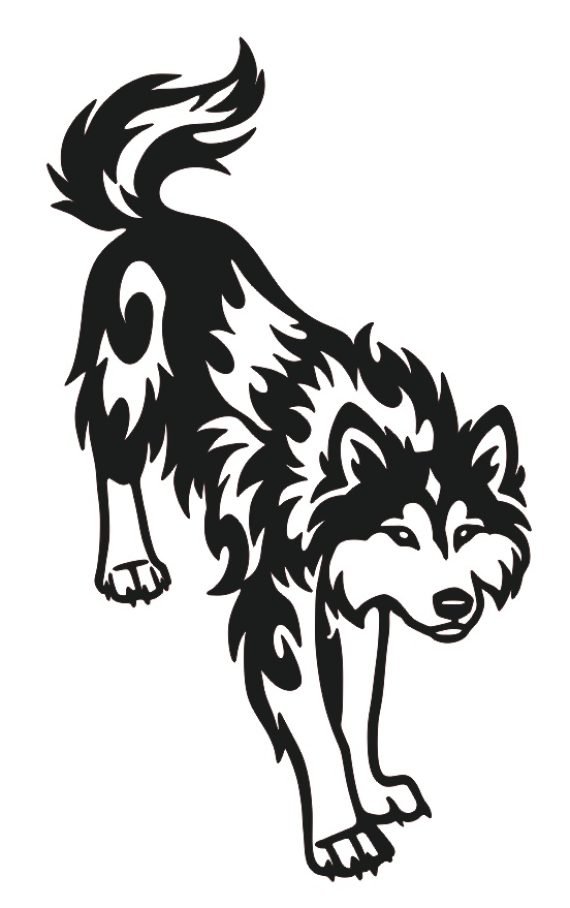 Layout of decorative wolf DXF and CDR format