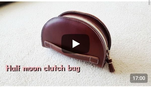 Leather Craft Half moon clutch bag