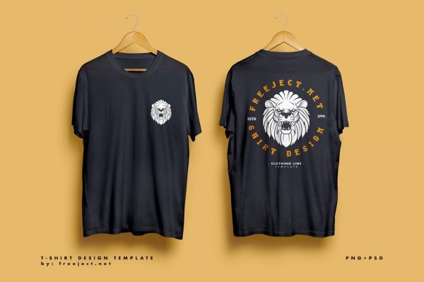 Lion Badge Retro Design - Free Download T-Shirt Design Template - PSD File