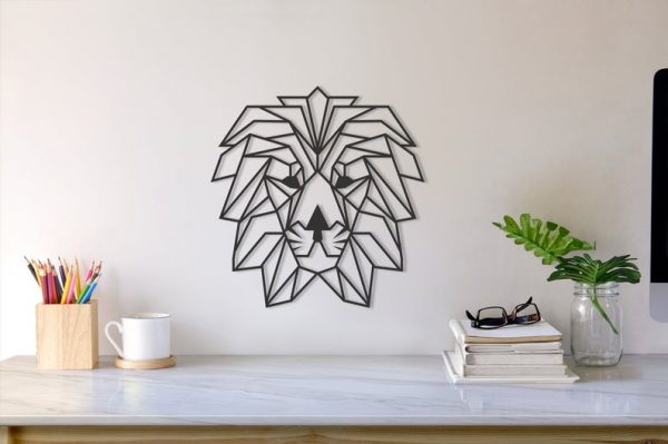 Lion Geometric Metal Wall Art, Lion Metal Art Decor