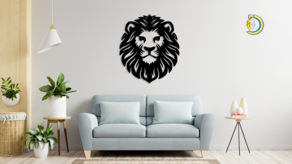 Lion Metal Wall Decor, Geometric Metal Lion Head, Animal Art