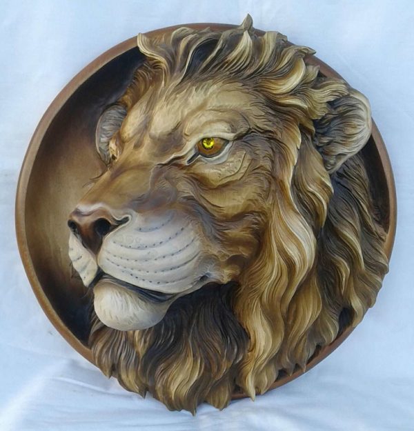 Lion Souvenir Wooden, Wood Carving, Wooden Pattern, 3D STL for CNC Router, Decorative Overlays, Decorative Relief Woodworking, CNC Wood Carving Design