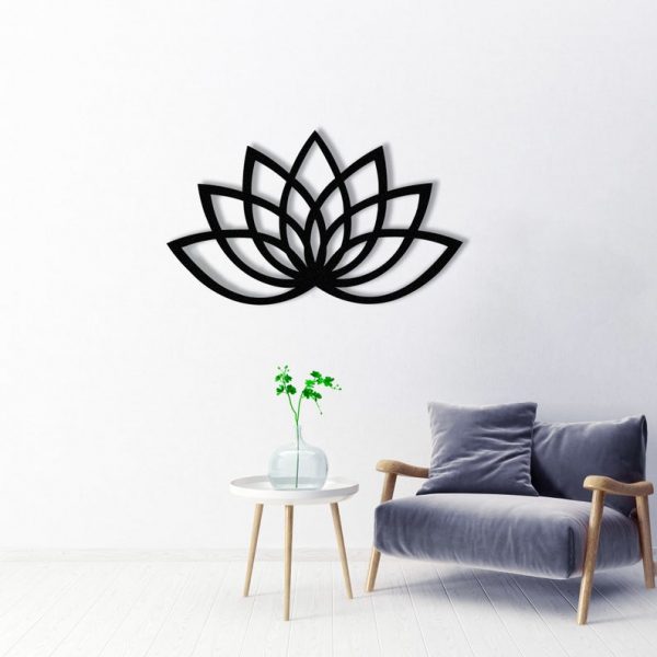 Lotus Flower Metal Wall Decor, Plant Wall Art, Mandala Metal Wall Art