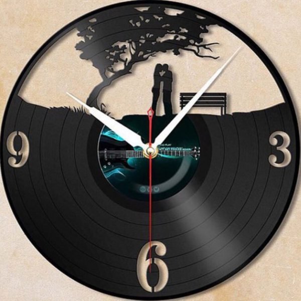 Love Romantic Couple Valentine Day Vinyl Record Wall Clock Laser Cut Template CDR File