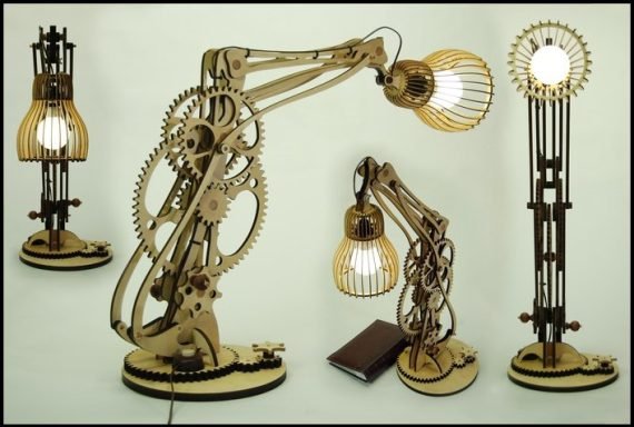 MECHANICAL TABLE LAMP CNC LASER CUTTING CDR DXF FILE FREE