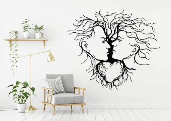 Man with Woman Love Wall Decor Vector File