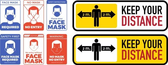 Mask Distance Sign Layout Vector File Free