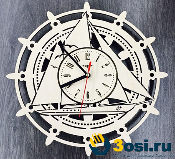 3d Rendering Of Vintage Wooden Ship Steering Wheel Wall Clock On A