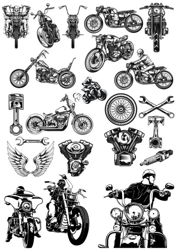 Motorcycles Set Vector file free