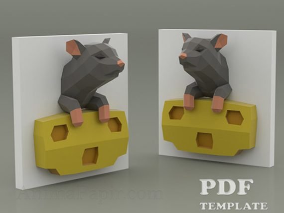 Mouse 3D Paper Craft Template Free