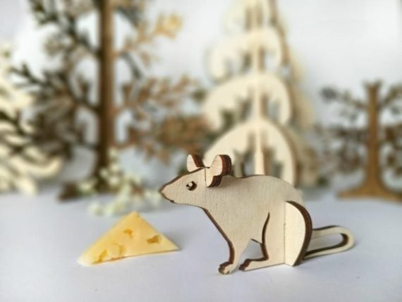 Mouse Wooden Animal Kit Laser Cut Template CNC Free Vector