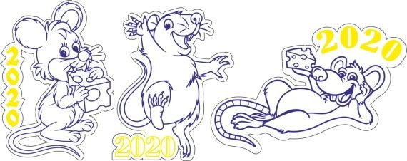 Mouse, mice Drawings and layouts for a laser machine in CorelDRAW format
