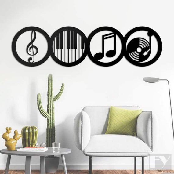 Music Symbols Metal Wall Decor, Metal Wall Art Free Vector