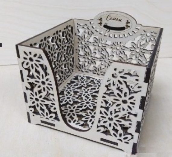 Napkin Holder Square Box Laser Cutting Template Free CDR Vectors Art