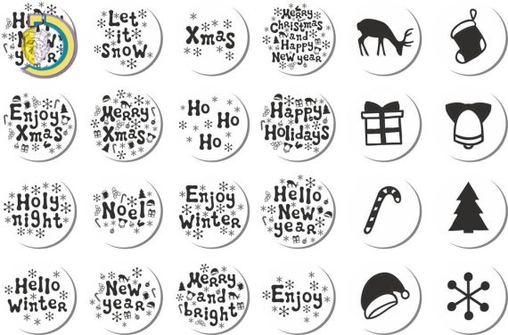 New Year and Christmas Clipart Free Vector