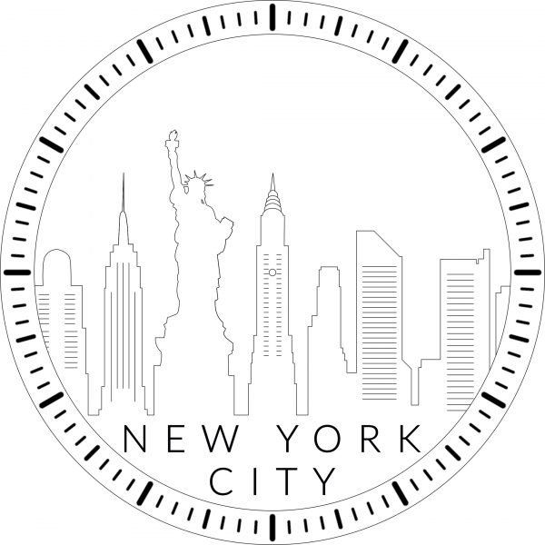 New York City Skyline Clock Laser Cut Template PDF File