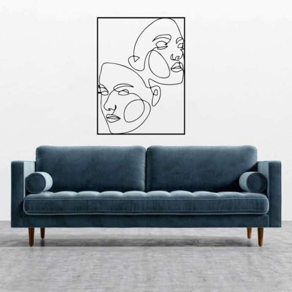 One Line Drawing Nasty Women Face Metal Wall Art