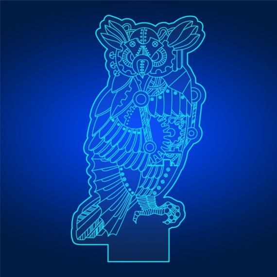 Owl 3d Illusion Lamp Free CDR Vectors Art