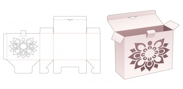 Packaging_box_with_mandala_stencil_and_locked_point_die_cut_template
