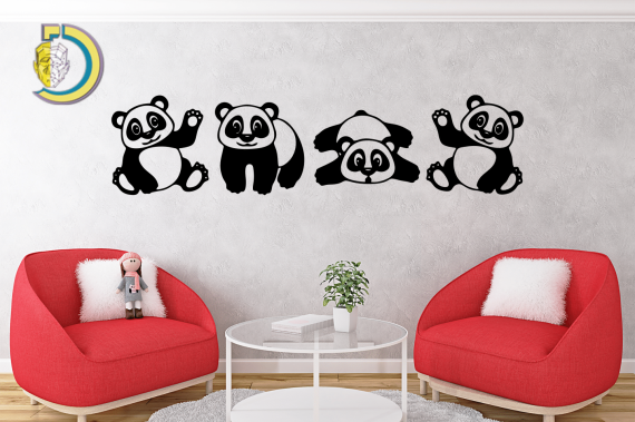 Panda Wall Decor CDR DXF Free Vector