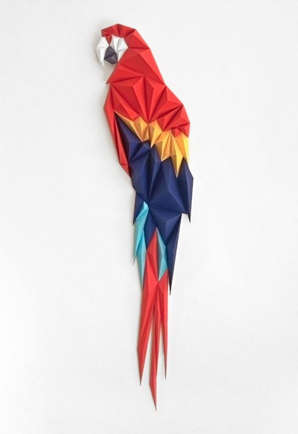 Parrot Wall Decor Polygonal Papercraft Template 2