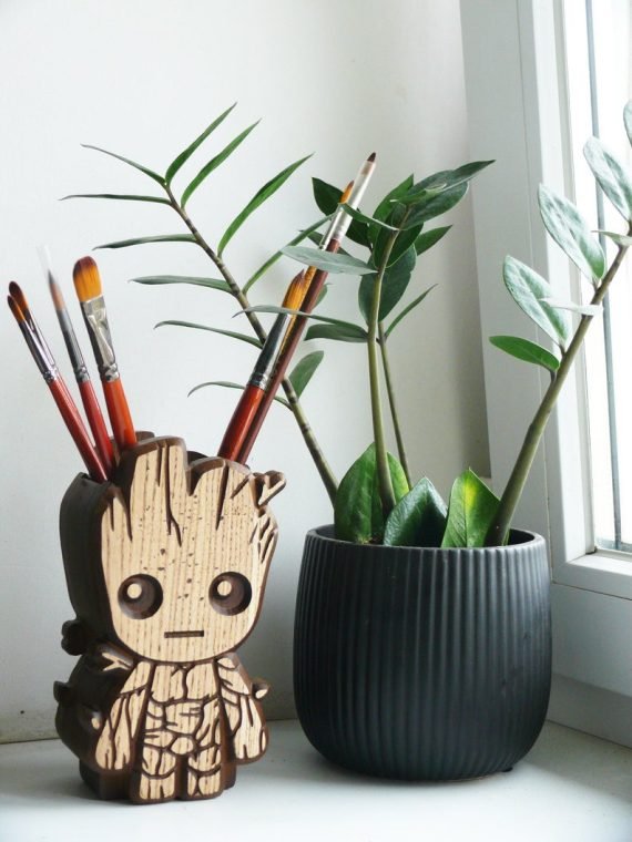 Pencil holder with baby Groot
