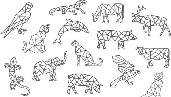 Polygonal Animals Set Vector File Free