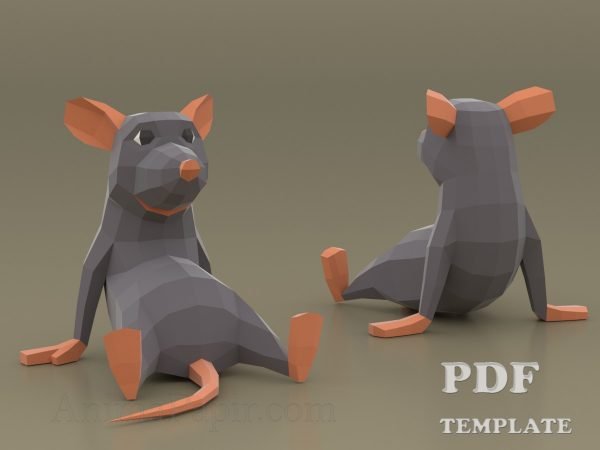 Rat 3D Paper Craft Template Free