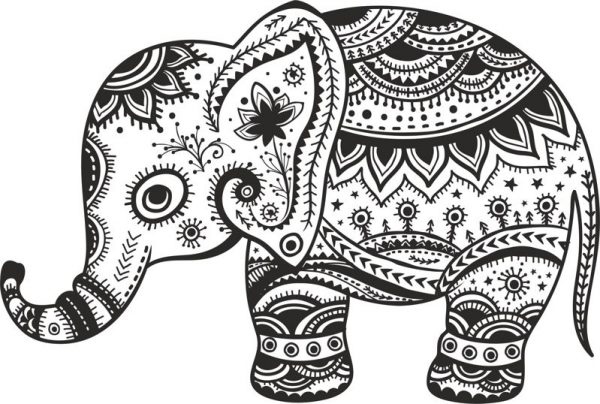 Retro Floral Elephant Free Vector