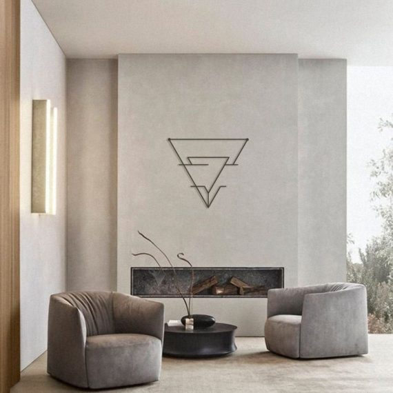 Reverse triangle Metal Wall Art,Living Room Wall Art