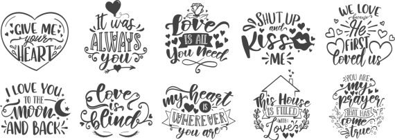 Romantic Slogan Prints Vector File Free
