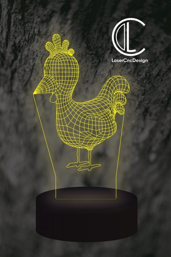 Rooster Vector File for Led Lamp