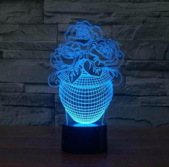 Rose In A Vase 3D Illusion Lamp Led Night Lights PDF File