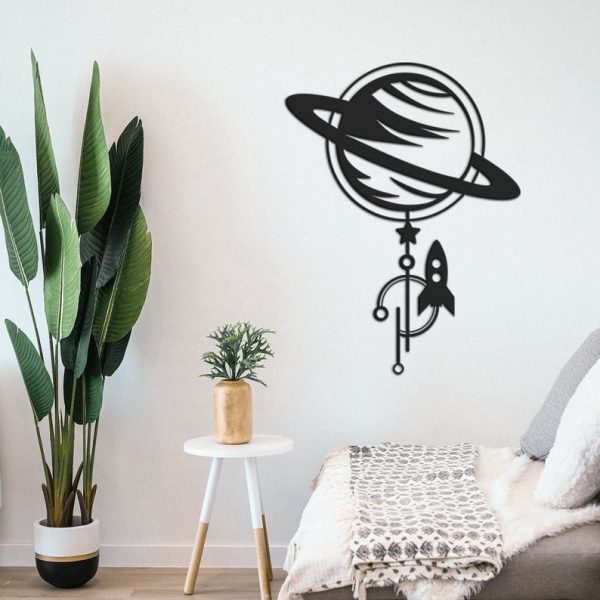 Saturn Wall Art, Metal Wall Decor, Metal Wall Art, Rocket Wall Art