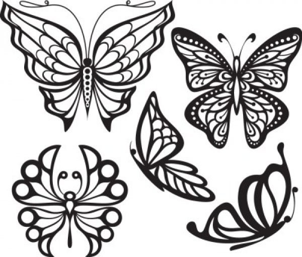 Set Of Butterfly Tattoos Free Vector