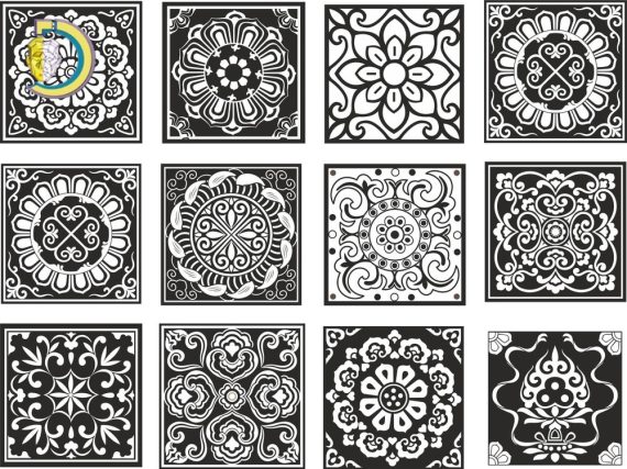 Set of 12 Vector Template For Laser Cutting