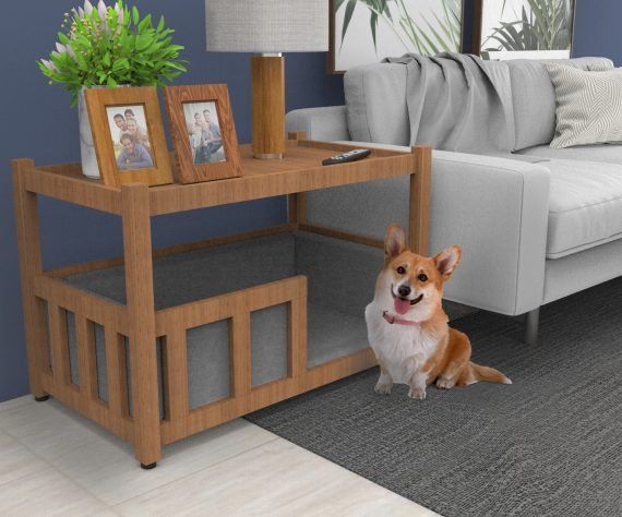 Side bedside table with dog bed