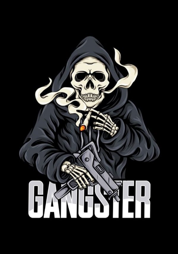 Skull Gangster Silhouette Sticker PDF Print Vector