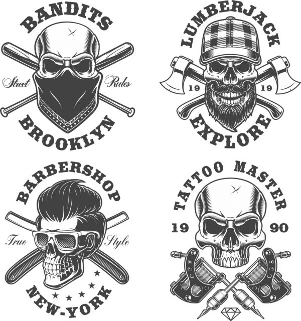 Skull Prints Vector File Free - Dezin.info