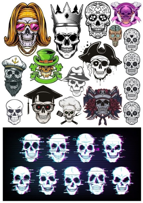 Best Quality Laser-Cut Skulls Set CDR Free Vector - Dezin.info