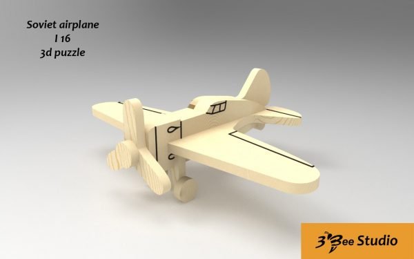 Soviet Airplane I 16 3d Puzzle Drawing