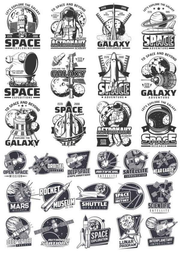 Space emblems Set CDR Vector File