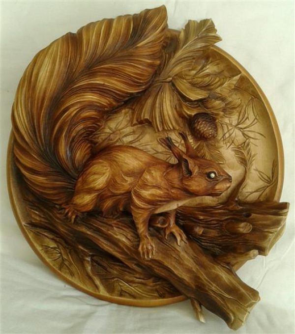 Squirrel Souvenir Wooden, Wood Carving, Wooden Pattern, 3D STL for CNC Router, Decorative Overlays, Decorative Relief Woodworking, CNC Wood Carving Design