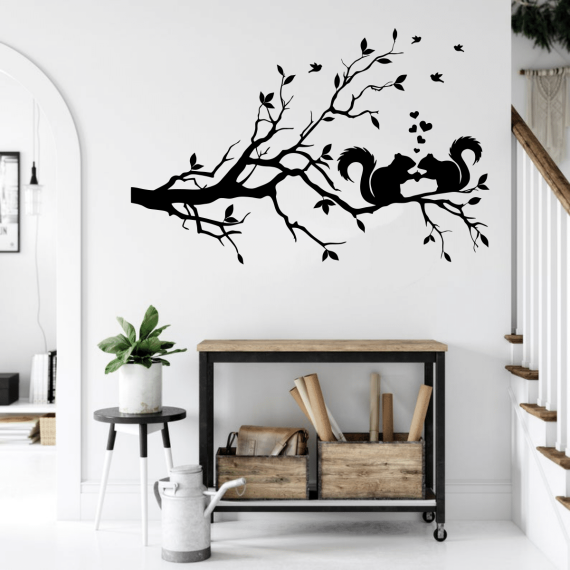 Squirrel on Branch Wall Decor Free Vector
