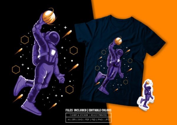 T-shirt Design - Astro Slamdunk in Space