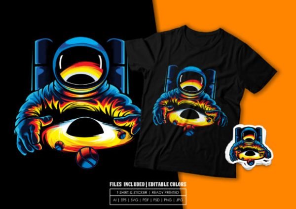 T-shirt Design - Astronaut & Black Hole