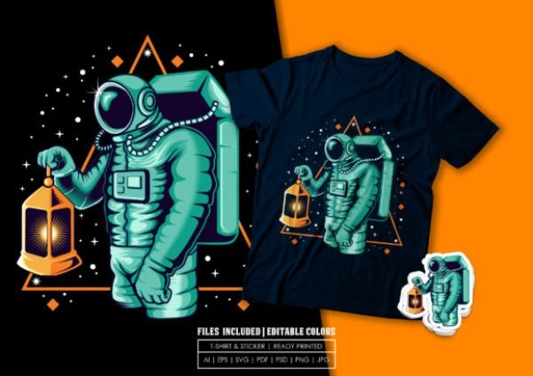 T-shirt Design - Astronaut Lantern