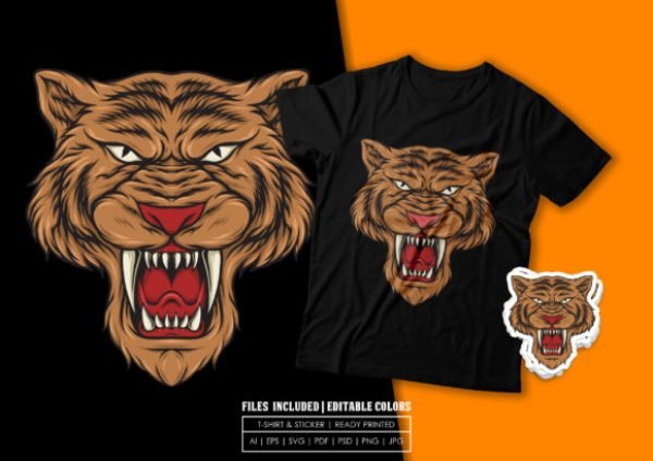 T-shirt Design - Roaring Tiger