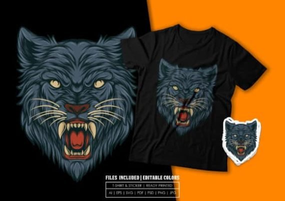 T-shirt Design - Wolf Head Illustration